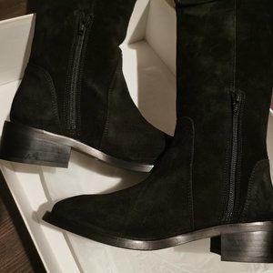 Maiden Lane black suede over the knee boot block heel US 6.5 NWB